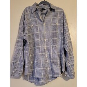 Polo Ralph Lauren XL Blue White Checkered Casual Button Down Shirt Cotton